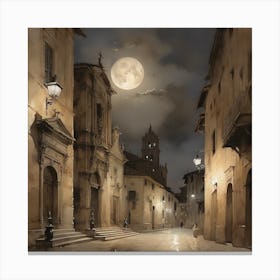 Full Moon In The City Canvas Print