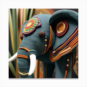 Elephant Sculpture Bohemian Wall Art Canvas Print