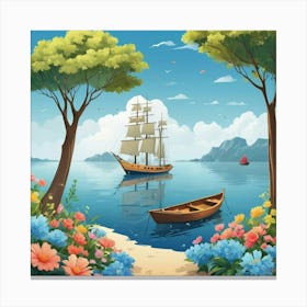 Sailboat In The Sea Canvas Print