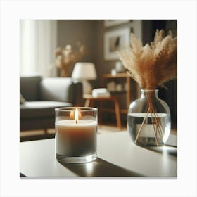Candle In A Living Room Canvas Print