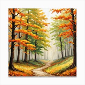 Forest In Autumn In Minimalist Style Square Composition 218 Canvas Print