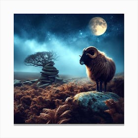 Ram In The Moonlight 2 Canvas Print