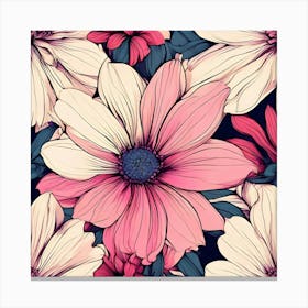 Pink Flowers Wallpaper 1 Canvas Print