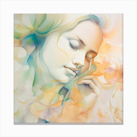 Woman With Spring Flowers Canvas Print