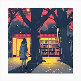 Girl In A Library 1 Canvas Print