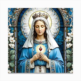 Blessed Mother Mary Stained Glass  #4 Canvas Print