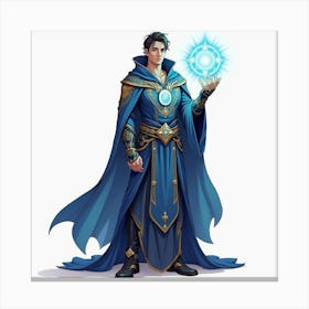 Elegant Sorcerer With A Glowing Amulet, Watercolor 1 Canvas Print