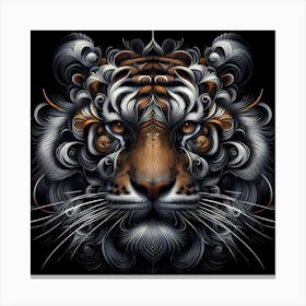 Creative Tiger Head Dark Illustration Canvas Print