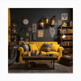 Yellow Sofa Living Room Canvas Print