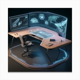 Futuristic Office Desk 1 Canvas Print