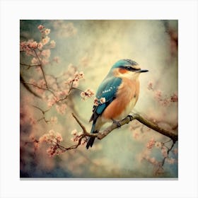 Kingfisher In Blossom Canvas Print