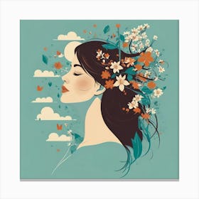 Woman With Flowers In Her Hair 4 Canvas Print