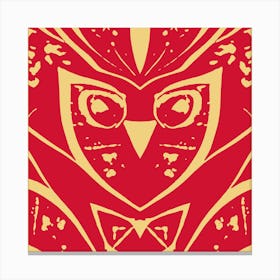 Abstract Owl Red And Yellow Canvas Print