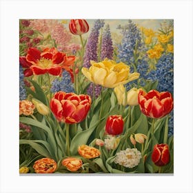 Tulips In The Garden 14 Canvas Print