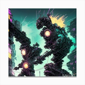Robots In The City Canvas Print