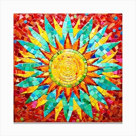 Mosaic Sun A Sun Created From A Mosaic Of Small Tiles 15 Canvas Print