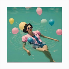 Floating With Pink Dress Canvas Print