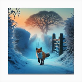 Fox In The Snow Canvas Print