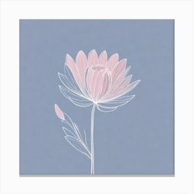 A White And Pink Flower In Minimalist Style Square Composition 91 Canvas Print