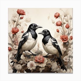Magpies Bird Painting Art Print 1 Canvas Print