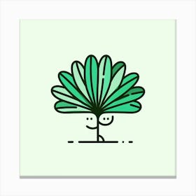 Green fan of palm leaves, Vector art Canvas Print