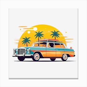 Retro Summer Vacation Travel Car Canvas Print