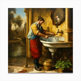 Man Washing His Hands Canvas Print