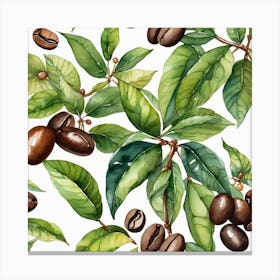 Coffee Beans Seamless Pattern 5 Canvas Print