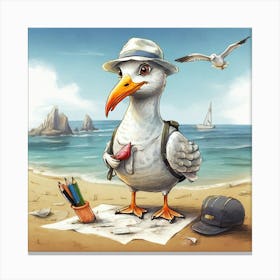 Seagull On The Beach 13 Canvas Print