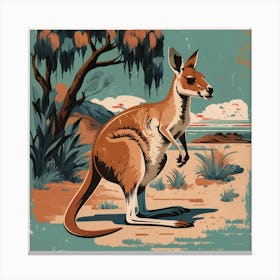 Vintage Kangaroo in Americana Artistry Canvas Print