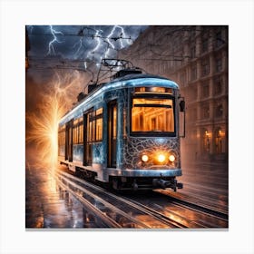 Lightning Sparks Tram Canvas Print