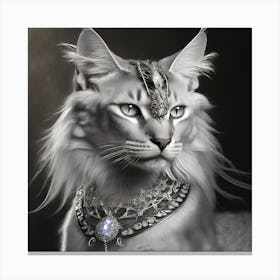 Firefly A Beautiful, Cool, Handsome Silver And Cream Majestic Masculine Main Cat Blended With A Japa (11) Canvas Print