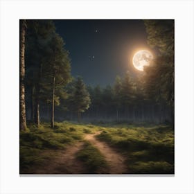 Moon At A Fores 0 Canvas Print