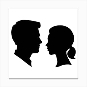 Silhouette Of Man And Woman Canvas Print