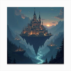 A Mystical City With Glowing Towers Floating In The Air 1 Canvas Print