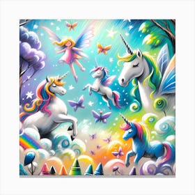 Super Kids Creativity:Rainbow Unicorns Canvas Print