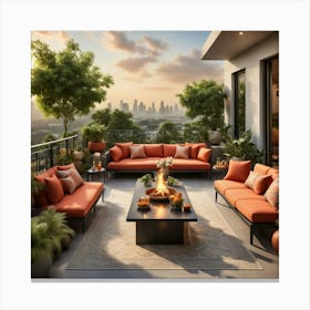 Patio With Fire Pit Canvas Print