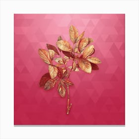 Vintage Eastern Leatherwood Botanical in Gold on Viva Magenta n.0472 Canvas Print