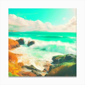 Rocky Shore With Waves Canvas Print