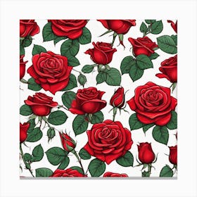 Red Roses Seamless Pattern 10 Canvas Print