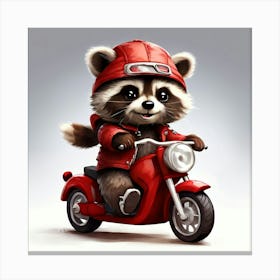 Raccoon Riding A Motorcycle Canvas Print