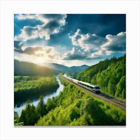 Travel Sky Train Scenery Forest Summer Landscape View Freight Bay Sunlight Green Beautif (10) Canvas Print