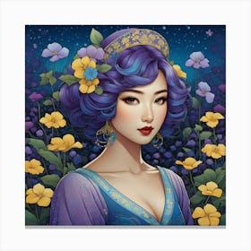 Girl In Flowers 2 Canvas Print