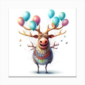 Deer With Balloons 6 Canvas Print