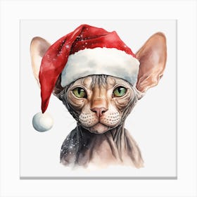 Sphynx Cat In Santa Hat 6 Canvas Print