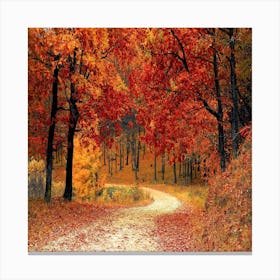Autumn Leaves On A Path Canvas Print