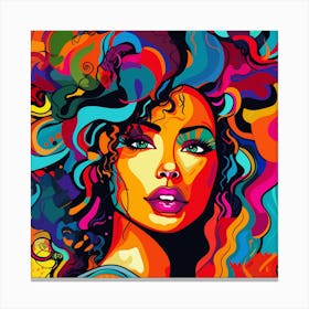 Colorful Woman With Curly Hair Canvas Print