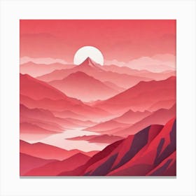 Misty mountains background in red tone 49 Canvas Print