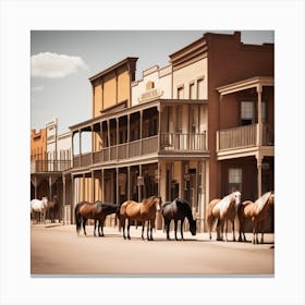Horses In The Old West Canvas Print