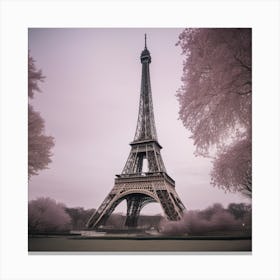 Pink Trees In Paris Landscape Canvas Print